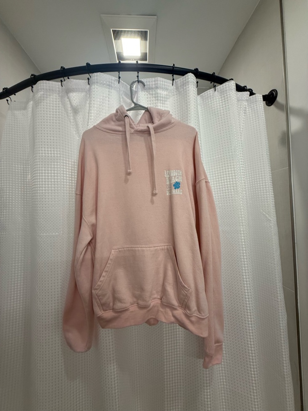 Light Pink Graphic Hoodie with Front Pocket